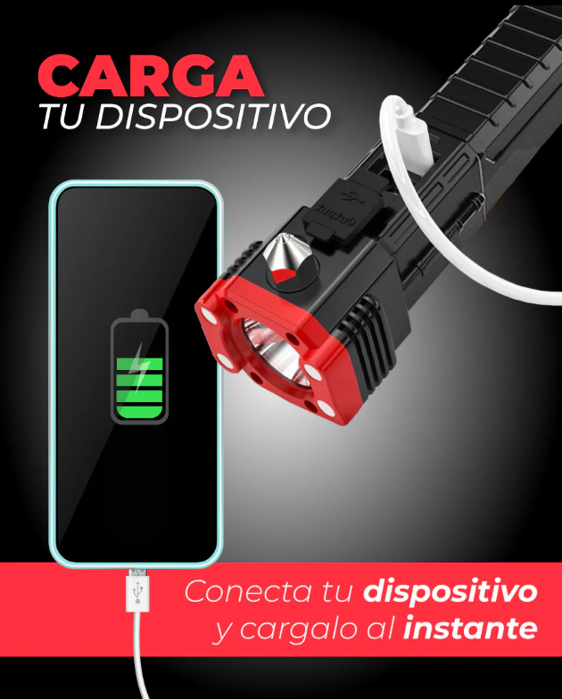 Linterna Táctica Indestructible con Powerbank™ - Seguridad y 4 Funciónes